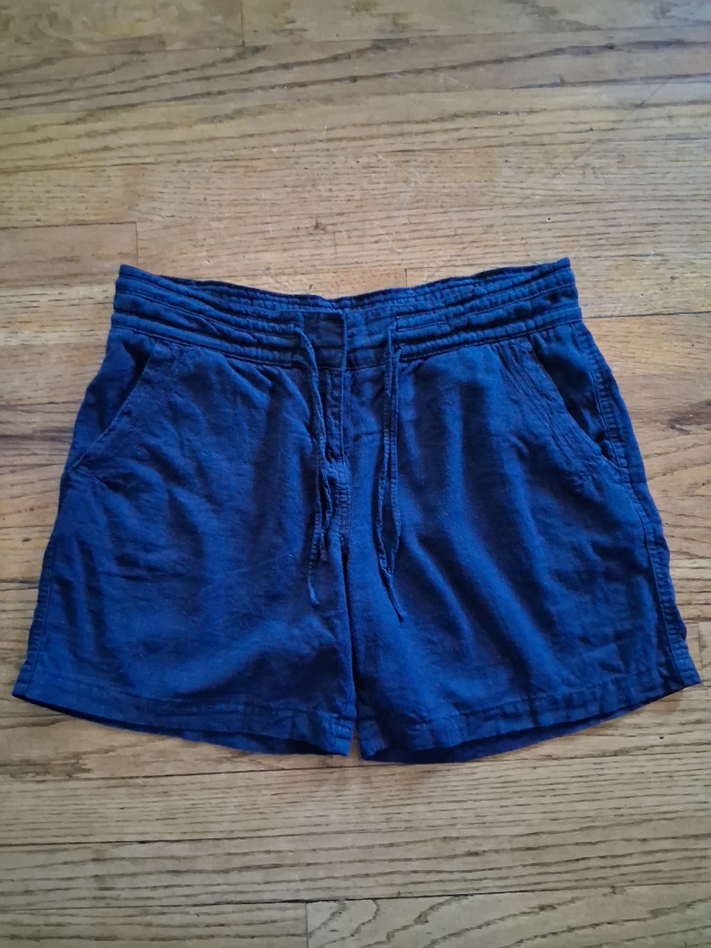 next Women's Navy Blue Linen Drawstring Shorts Brand From The United Kingdom